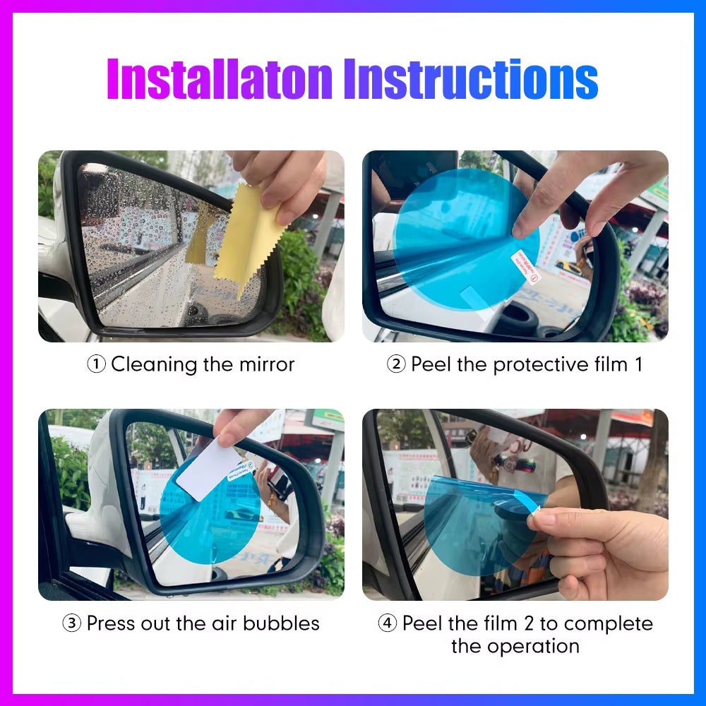 2Pcs Car Rearview Mirror Film Side Window Rainproof Clear Film anti Fog Waterproof Protective Film Auto Sticker Car Accessories