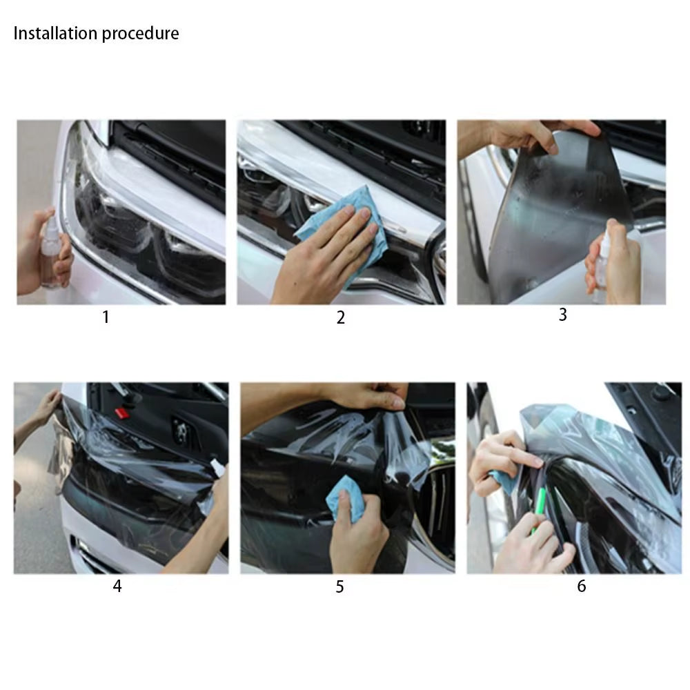 PVC Car Headlight Lamp Film Fog Lamp Sticker Car Headlight Tailing Moulding Foil Self-Adhesive Car Accessories