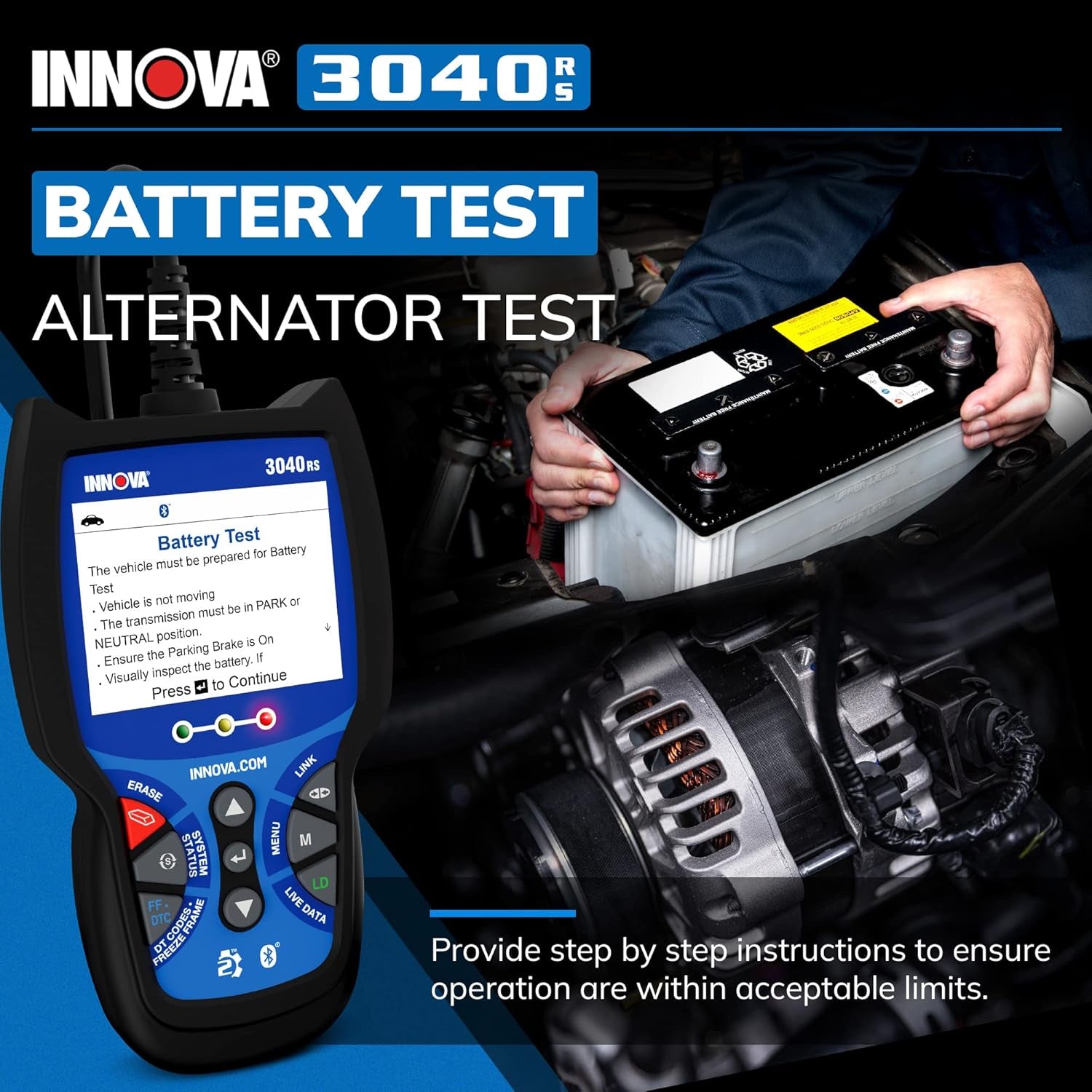 3040RS, OBD2 Scanner, Live Data Streamer, Battery/Alt Tester, Reset Check Engine Light/Brake Light/Oil Light, Free Mechanic Recommended Fix & Parts & Est Repair Cost, Free Updates