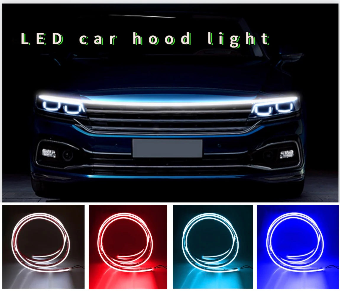 Led Car Hood Flexible Daytime Running Light Strip Universal Decor Lamp Start-Scan Led Decoration Lights