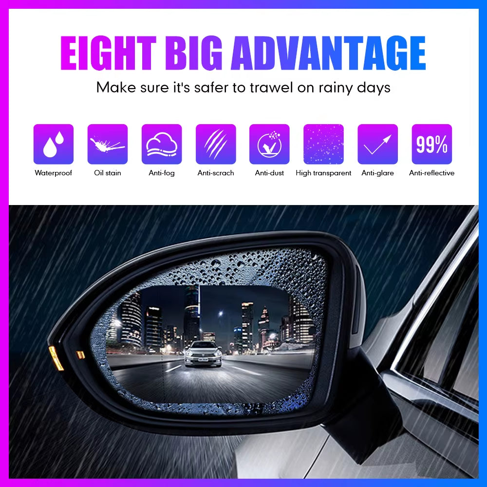 2Pcs Car Rearview Mirror Film Side Window Rainproof Clear Film anti Fog Waterproof Protective Film Auto Sticker Car Accessories