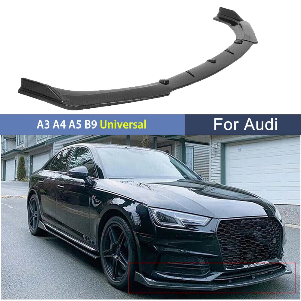 Front Lip Bumper Blade Lower Splitter Spoiler Boby Universal for Audi A3 A4 A5 B9 Front Shovel Skirt Board Body Kit Tuning