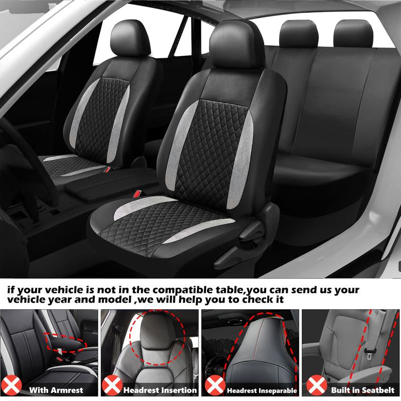 Bling Diamond Pattern PU Leather Car Seat Covers Full Interior Set,Shining Rhinestone Automotive Seat Cover, Universal Fit Seat Covers for Vehicles Sedans Suvs