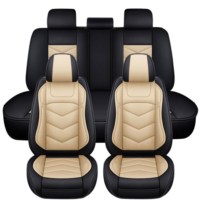 5-Seater Car Seat Covers Front Rear Full Set,Premium Waterproof PU Leather Cushion Universal Fit for Most Auto Interior Protector