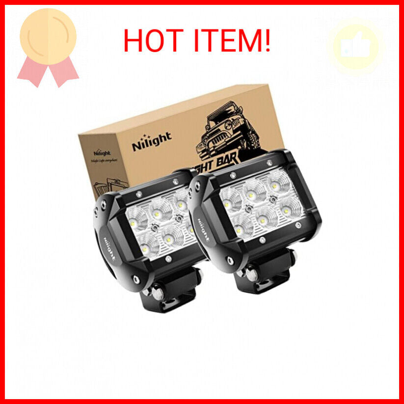 Nilight Led Pods 2Pcs 18W 1260LM Flood Led off Road Lights Super Bright Driving