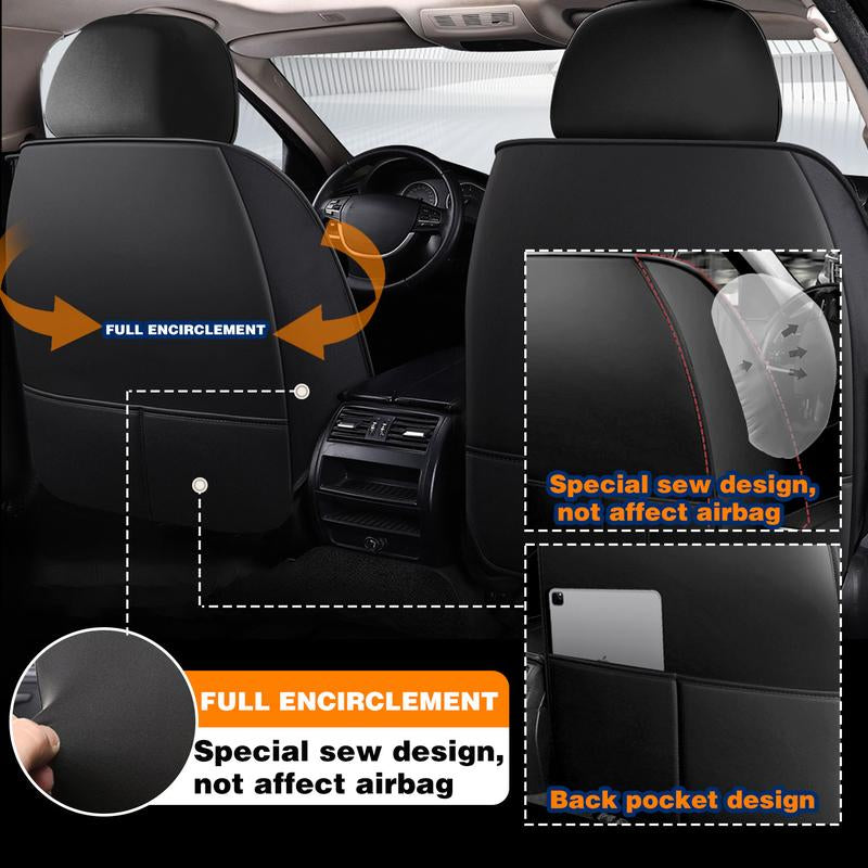 5-Seater Car Seat Covers Front Rear Full Set,Premium Waterproof PU Leather Cushion Universal Fit for Most Auto Interior Protector