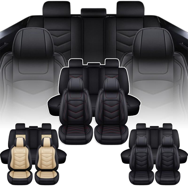 5-Seater Car Seat Covers Front Rear Full Set,Premium Waterproof PU Leather Cushion Universal Fit for Most Auto Interior Protector