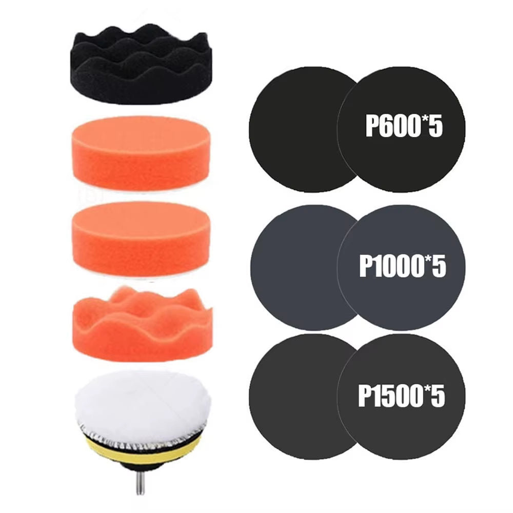 Car Polishing Sponge Waxing Pad for Auto Headlight Restoration Kit with Buffing Pad Sanding Disc Waxing Sponge Drill Adapter