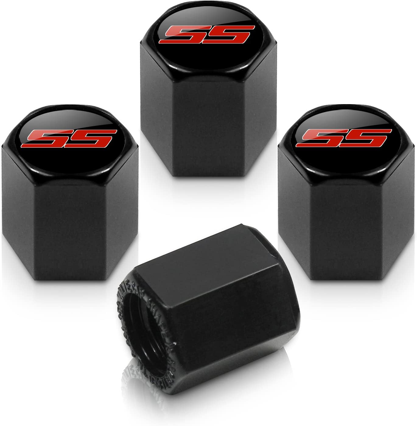 Camaro SS Logo Black Tire Stem Valve Caps