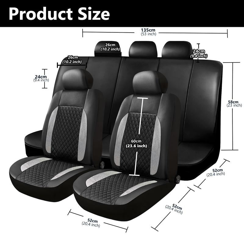 Bling Diamond Pattern PU Leather Car Seat Covers Full Interior Set,Shining Rhinestone Automotive Seat Cover, Universal Fit Seat Covers for Vehicles Sedans Suvs