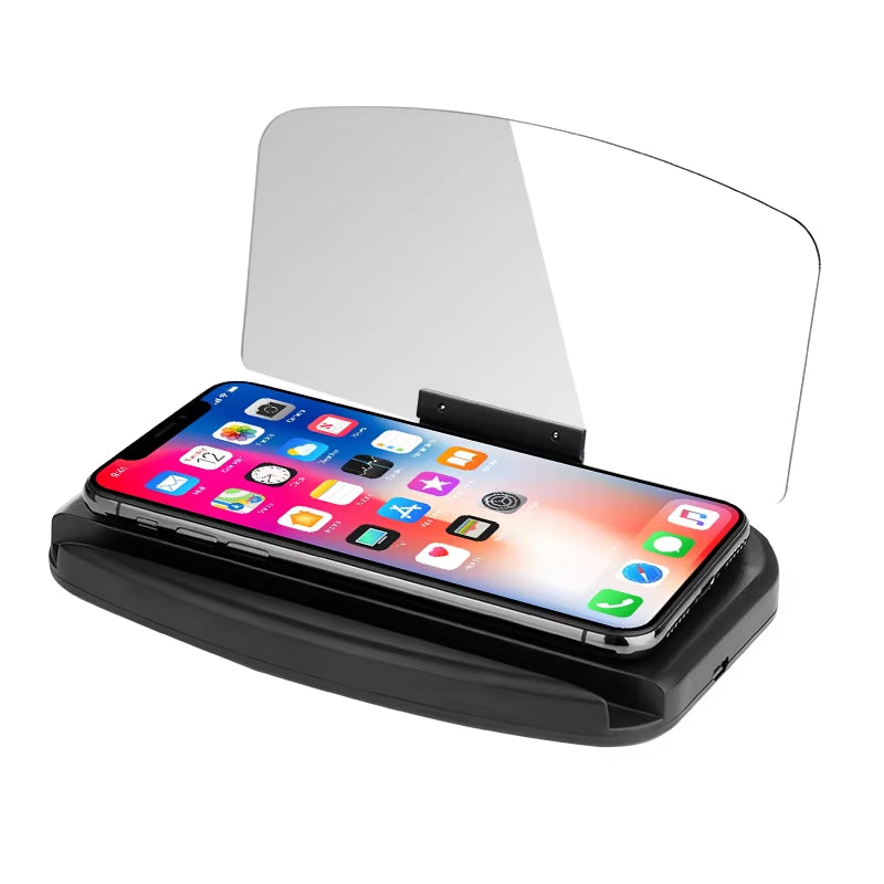 Mobile Phone Holder HUD Car Navigation Projector Head-Up Display QI Wireless Charger Car Holder