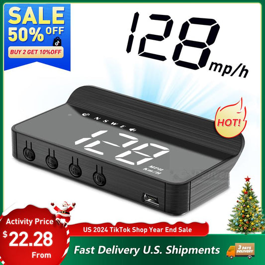 Car HUD Head up Display M3, Electronic Overspeed Warningprojector Suitable OBD Smart Gauge, Driving Speed, Engine RPM, Voltage, Water Temperature, Etc.., Works Great for All Cars