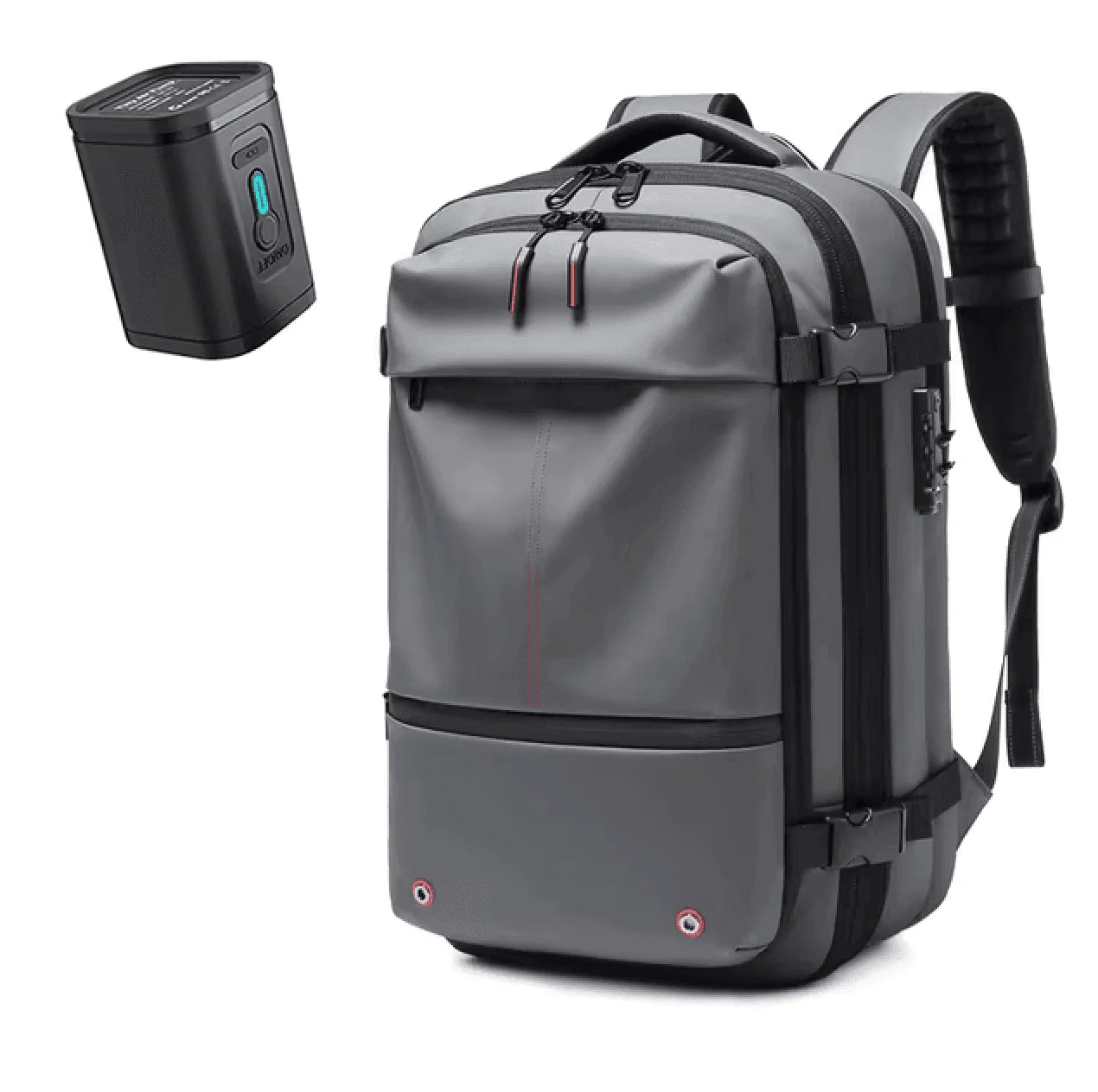 Airvac Backpack – Compact Vacuum-Sealed Travel Solution.