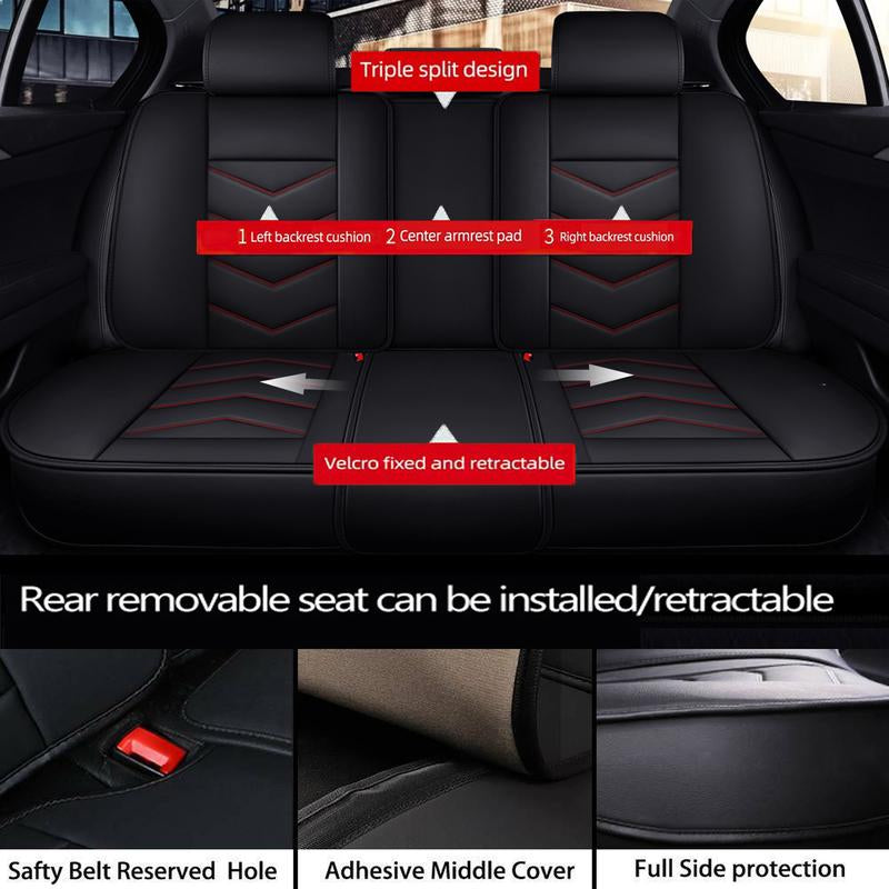 5-Seater Car Seat Covers Front Rear Full Set,Premium Waterproof PU Leather Cushion Universal Fit for Most Auto Interior Protector