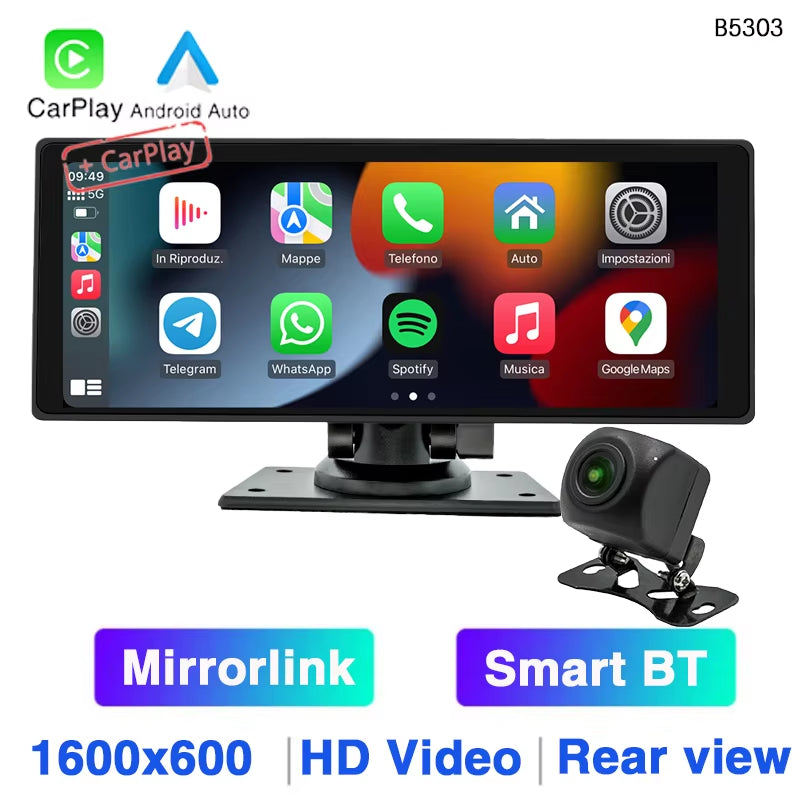 10.26 Inch Portable Car MP5 Player Mirrorlink Wireless Carplay Android Auto Car Stereo BT TF USB DVR Rearview for Universal