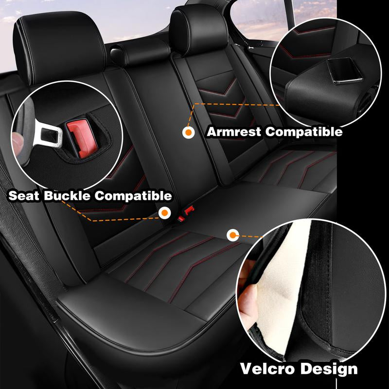 5-Seater Car Seat Covers Front Rear Full Set,Premium Waterproof PU Leather Cushion Universal Fit for Most Auto Interior Protector